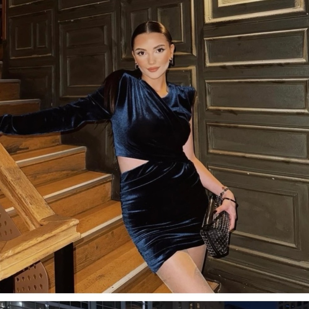 VIRAL NEW ZARA LUXURY VELVET NIGHT OUT CUT OUT DRESS SIZE S